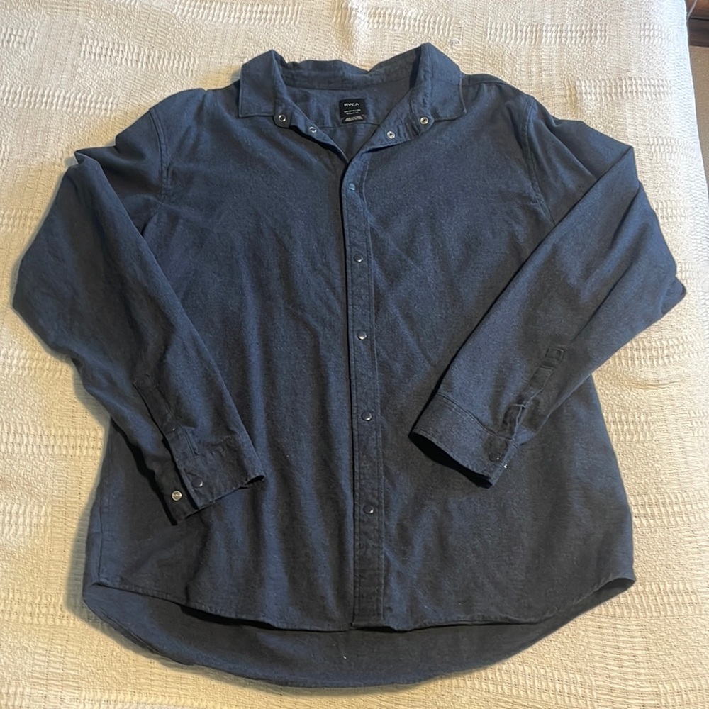 RVCA Men’s Snap Button Down Long Sleeve 100% Cotton